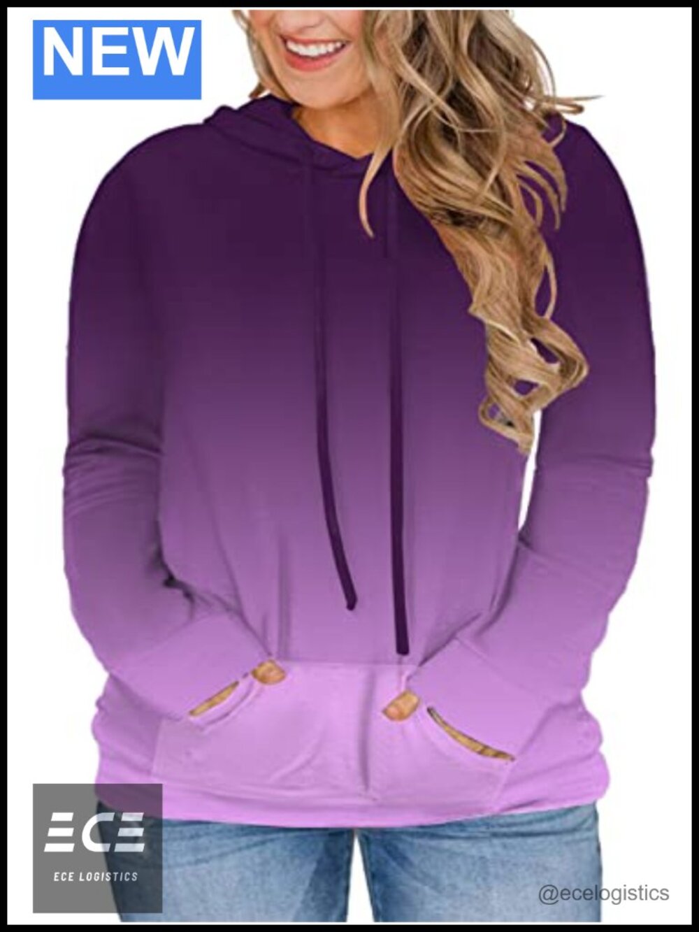 Plus Size Hoodie Kangaroo Pocket Tie Dye Color Block Sweatshirt